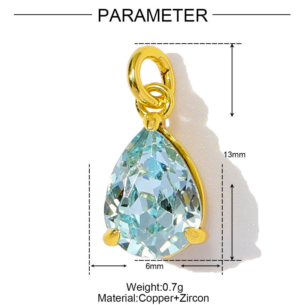 Luxurious purple Olive-green Droplet square Brass Zirconia DIY Pendant Exquisite Accessory Jewelry Charms for Bracelet Necklace
