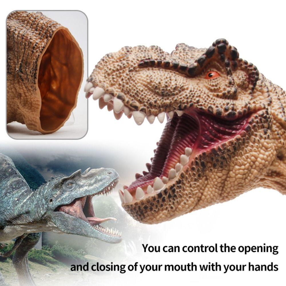 Arm Size Head Puppets Crocodile Head Gloves Soft Rubber Hand Puppet Realistic Dinosaur Head Model
