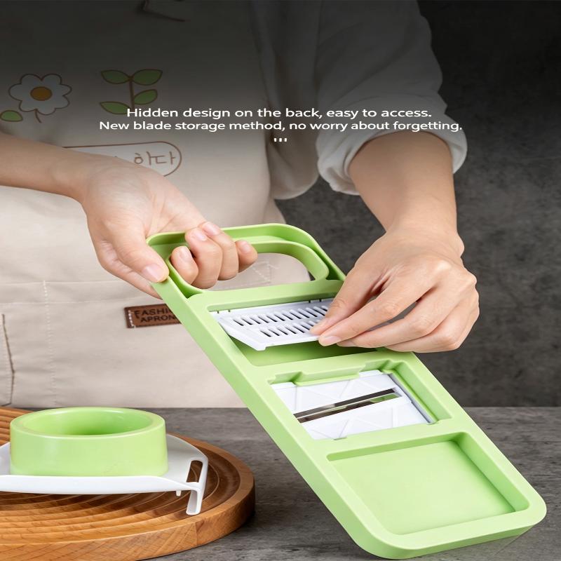 Blade Multi-Functional Vegetable Slicer With Slide-On Hand Guard - Vegetable Slicer, Potato/Onion/Garlic Slicer, Kitchen Grater