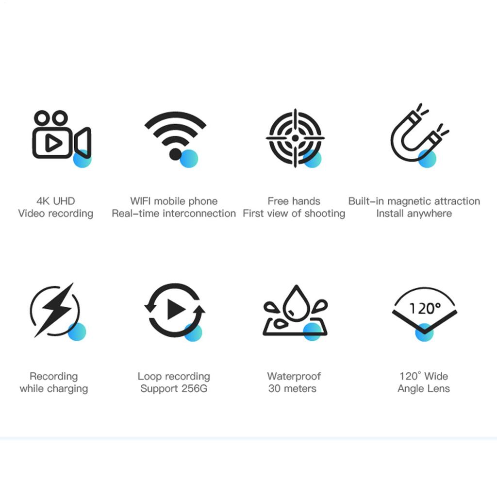 Thumb Camera Portable Action Camera Wearable Vlogging Device 170 Degree Wide Angle 1080P Waterproof Compact Cam for Sports
