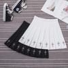 Women's Gothic Cross Embroidered Pleated Mini Skirt Elastic A‑Line Short Skirt Spring Summer