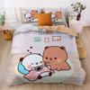Cute Bear Bedding Set, Bubu Dudu Bear Printed Duvet Cover for Kids Boys Girls Teens,Cartoon Animal Pattern Quilt Cover Single