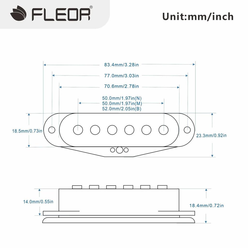 FLEOR Vintage Alnico 5 Guitar Single Coil Pickup Black ST Guitar Parts ,Neck/Middle/Bridge Pickup Choose