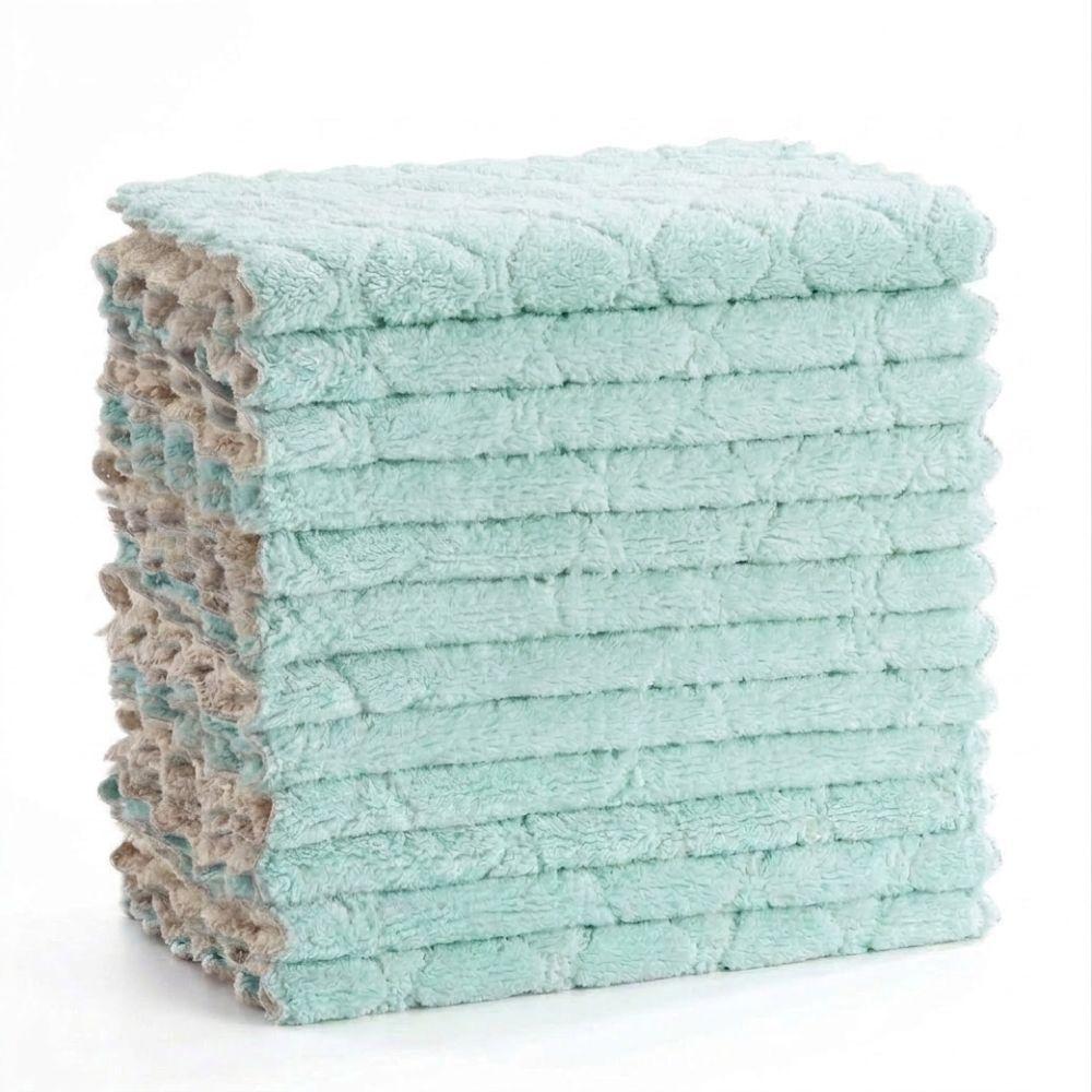 12pcs Thick Soft Kitchen Dish Cloth Super Absorbent Double-Sided Towel  Kitchen Cleaning