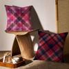 Plaid Texture Cushion Cover Anti-dustmite Pillowcase Invisible Zipper Silky Short Plush Sofa Cushion Cover