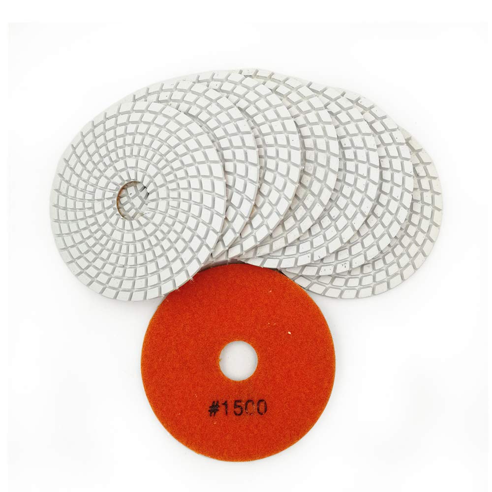 SHDIATOOL 8Pcs 4 Inch Diamond Wet Polishing Pads with White Bond Grit 50 Sanding Pads Grinding Pads for Marble Granite Stone