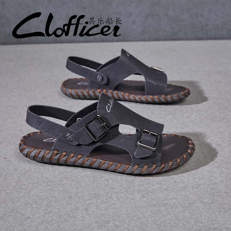 

Fashion Men s Luxury Leather Slide Sandals All-match Comfort Soft Footbed Indoor Outdoor Male Summer Slippers Mens Slip on Walking Shoes 39