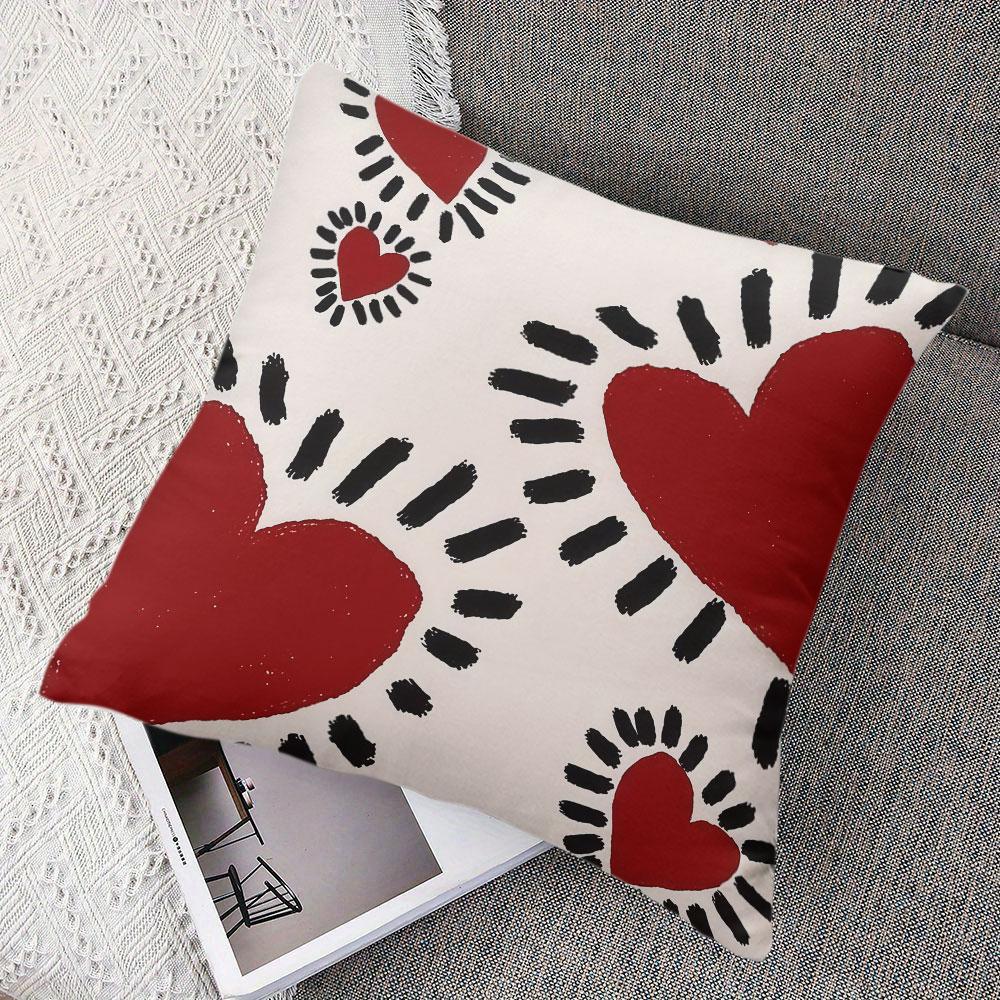 Illustration Love Square Jacquard Pillow Cover for Sofa Office Waist Cushion Cover Home Decorative Pillowcase
