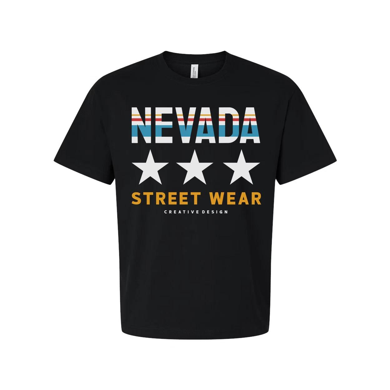 Nevada Street Wear Graphic T Shirt Unisex Crew Neck Stars And Stripes Logo Print 4XL