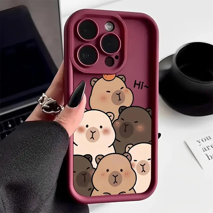 Cartoon Cute Capybara Pattern Phone Case For iPhone 17 16 15 14 13 12 11 Pro Max X XS XR 17 Air 16 E Soft TPU Silicone Cover