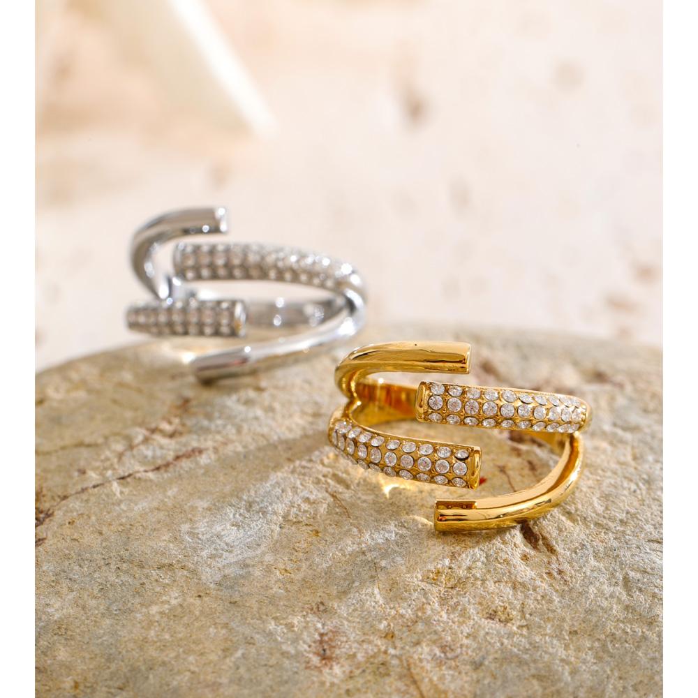 Eetit Stainless Steel Adjustable Zirconia Layered Ring for Women New Arrival Delicate Popular Fashion Modern Jewelry Recommend