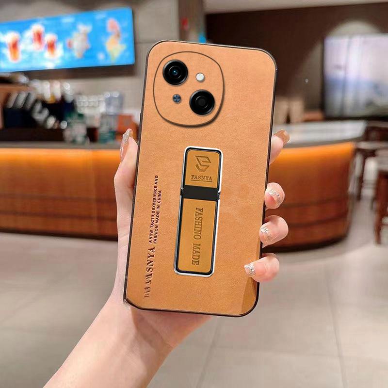 For Tecno POP 9 Skinsheep Leather Camera Shockproof Armor Case for Tecno POP9 Spark GO 1 2024 Magnetic Holder Stand Protect Silicone Edge Cover