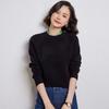 Women's Thick 100% Wool Raglan Sleeve Round Neck Sweater - Loose Knit Long Sleeve Pullover for Autumn/Winter