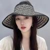Big eaves foldable travel sunscreen empty top hat women's new summer visor anti-purple line straw hat