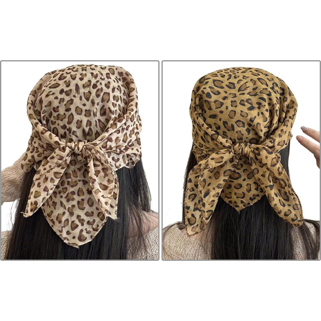 Leopard Print Small Headscarf Fashionable Accessory for Women Soft and Breathable Polyester Scarf Soft Neck Scarf