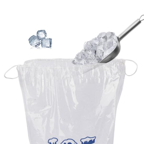 50Pcs/Set Ice Cube Bag Clear PE Adjustable Drawstring Closure Leakproof Heavy Duty Ice Storage Bag Kitchen Supplies