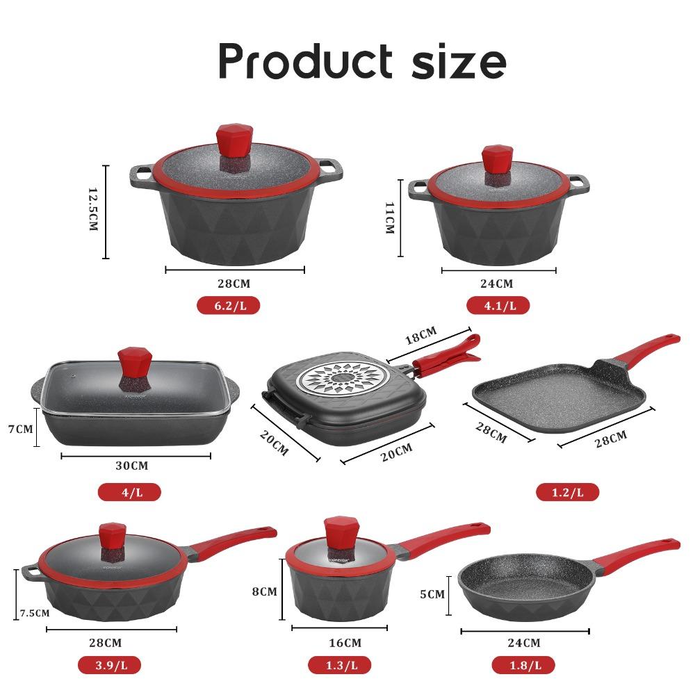 DONNOR 21pcs Pots and Pans Set Medical Stone Cookware Sets Non Stick Induction Cooker Natural Gas Kitchen Cookware Set