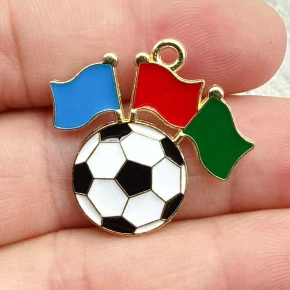 Enamel Design Football Series Pendant Green Color DIY Earrings Charms Necklace Making