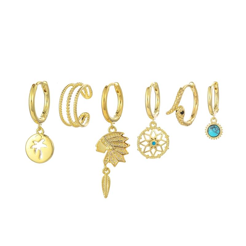 

ANENJERY 6 шт./компл., серьги-кольца со змеиным индейцем, серьги-кольца для женщин, уникальные индивидуальные украшения