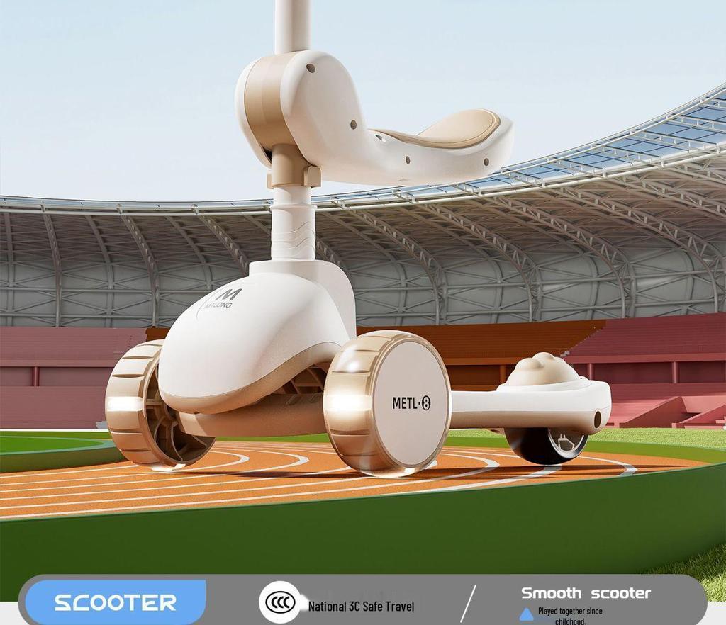 Folding Kids' Scooter with Seat, Ages 1-10, for Boys and Girls