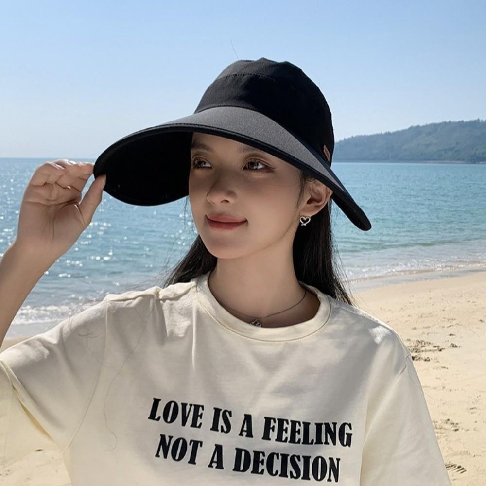 New Wide Brim Sunshade Shawl Cap Wide-Brimmed Breathable Visor Sun Hat Lightweight Neck Protection Hat Summer Season