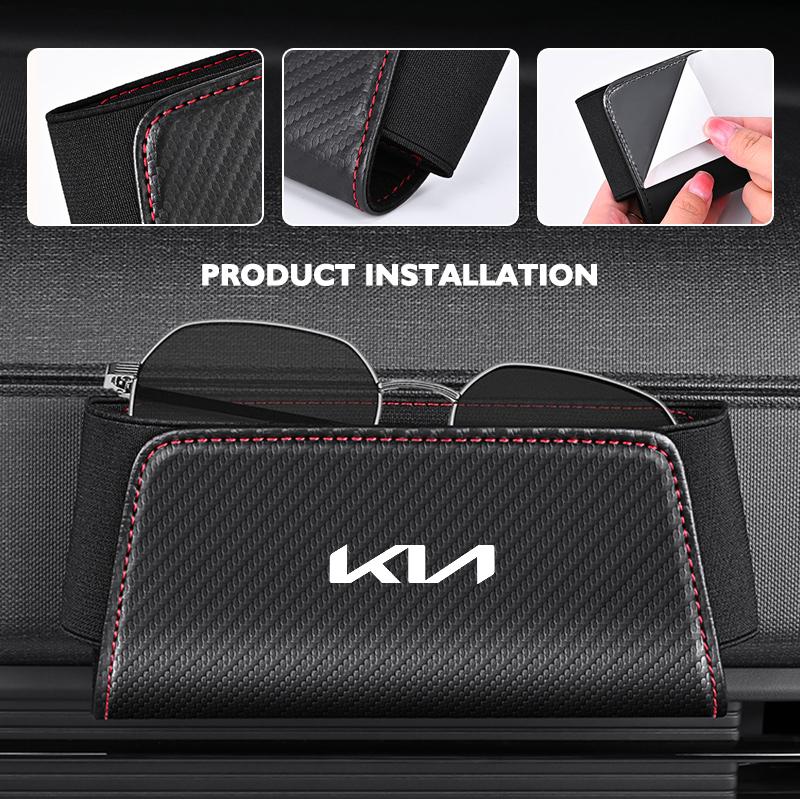 For KIA Car Leather Storage Pocket Seat Back Door Center Console Organizer Accessories K5 K2 Optima Soul Spectra Niro Cadenza