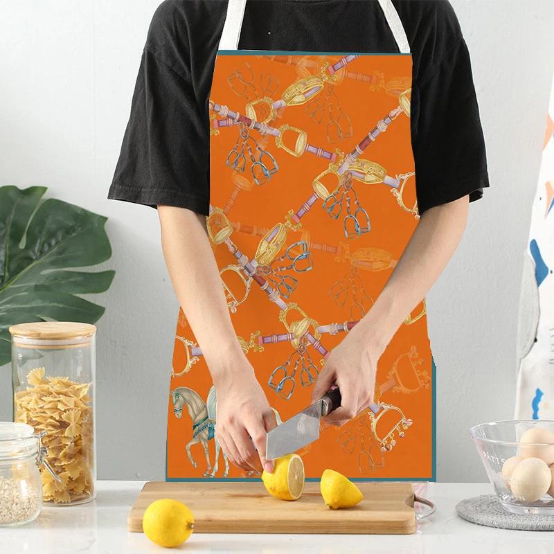 Retro Equestrian Kitchen Aprons for Women Men Linen Baking Bibs Household Cleaning Pinafore Animal Horse Home Cooking Apron