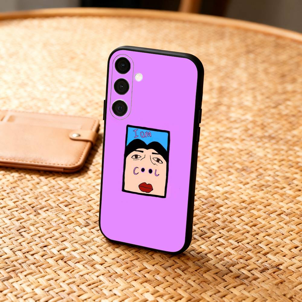 1PC F-Funny E-Exaggerated Face Emotion Phone Case For Samsung  A73,72,71,A52,51,40,41,A22,A32,31,A13, Soft Black Shell