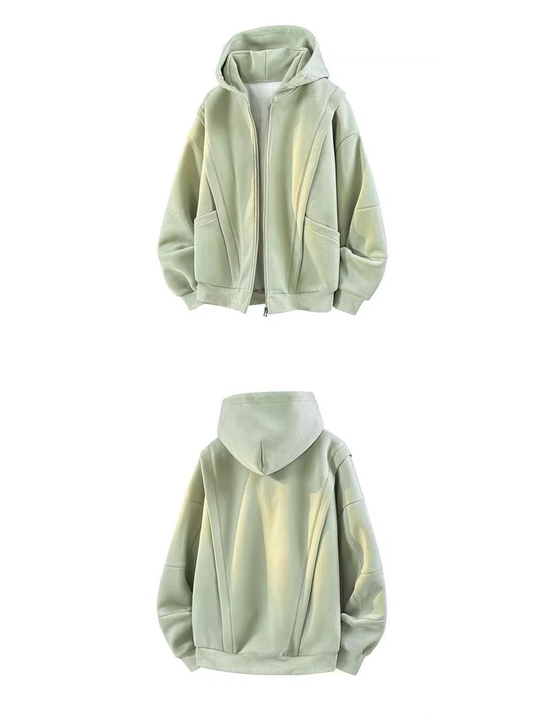 Unisex American-Style Heavy Fleece Hooded Jacket for Autumn/Winter