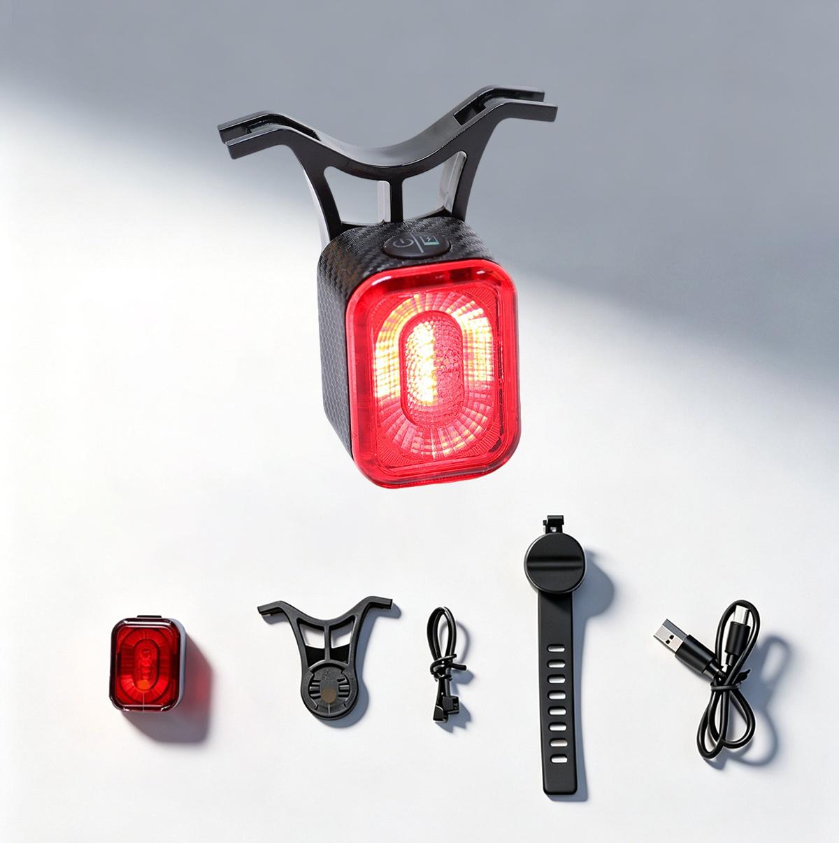 Bicycle Sensor Taillight Intelligent Bicycle Safety Light With Vibration Sensor USB-C Charging High Lumen Automatic Rear Flasher