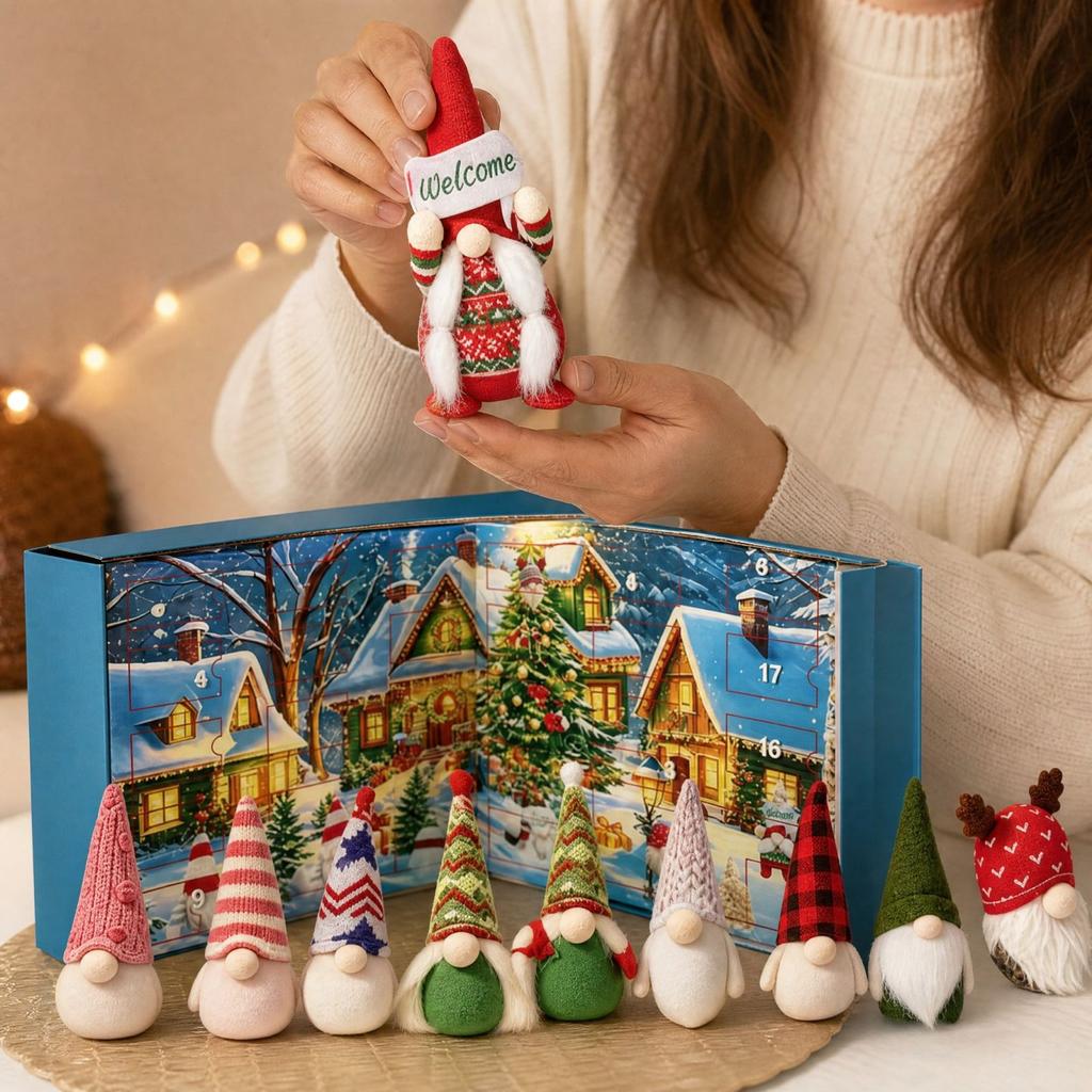 Calendario dell'Avvento Peluche di Natale – Scatola Sorpresa Gnomo Peluche