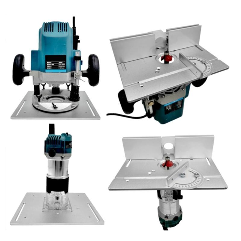 Aluminium Router Table Insert Plate Woodworking Benches Router Flip Plate with Miter Gauge Guide Aluminium Fence Sliding