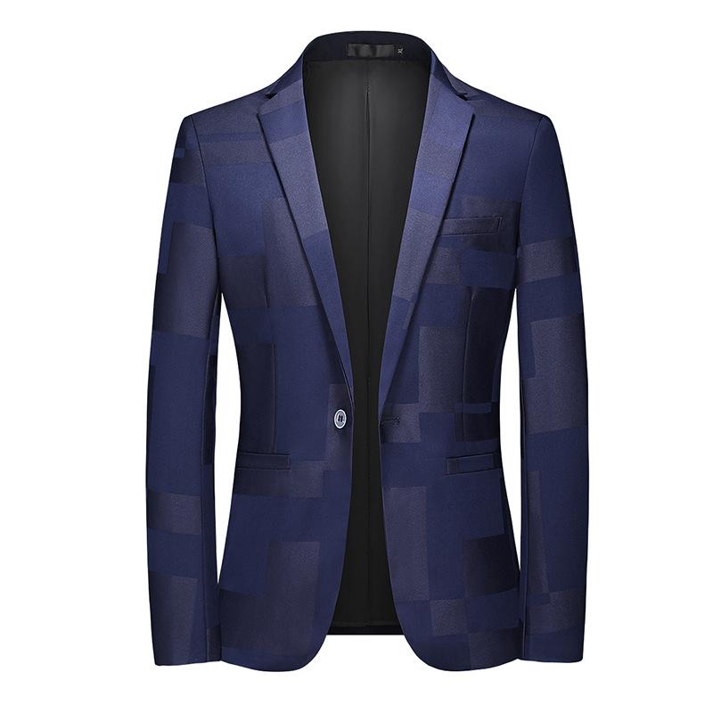 Men Spring  Business Social Suit Jacket  Men's Single Breasted Thin Male Jacquard Blazers Coats