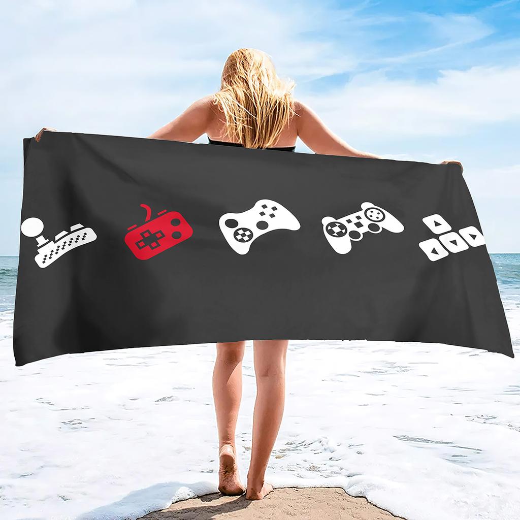 Gamepad Teens Boys Beach Towel,Modern Abstract Sandless Gamer Gaming Microfiber  Towel, Extra Large Adult  Towel