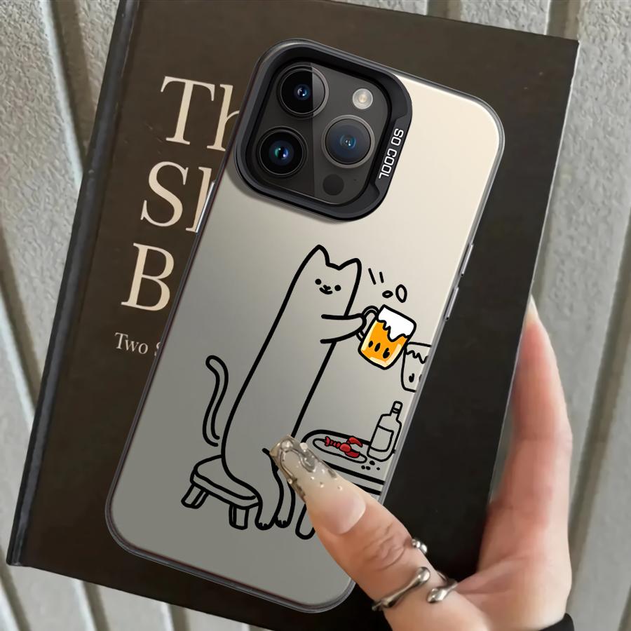 Funny Cat Clear Couple Paired Back Phone Cover Case for iPhone 17 Pro Max 16 11 14 XR XS Air 13 Pro 12 15 Plus