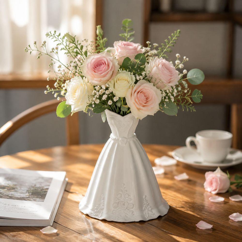 Gown-Shaped 3D Printed Flower Vases Twisted Design Decorative Vase  Office Tabletop Ornaments
