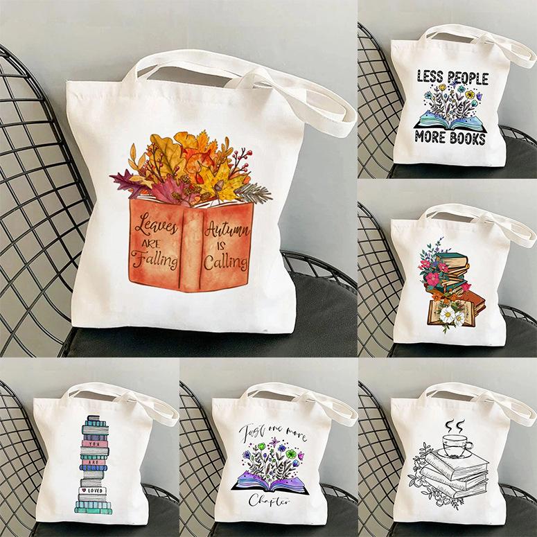 Flowery Books Print Harajuku Women's Casual Shopping & Student Tote Bag