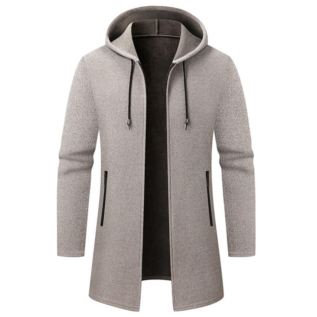 Chaqueta Cárdigan Suéter de Color Sólido para Hombre Suéter de Chenilla Grueso con Capucha Popular para Hombre