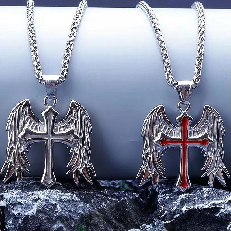 European and American Hip-hop New Cross Wings Pendant Necklace New Trendy Men's Jewelry