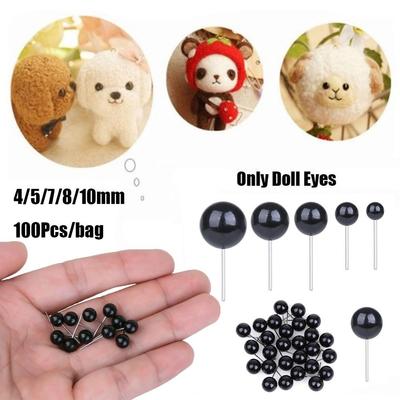 Plastic 4/5/7/8/10mm Black Glass Eyes Animals Puppets Making Dolls Accessories Bears Needle Felting