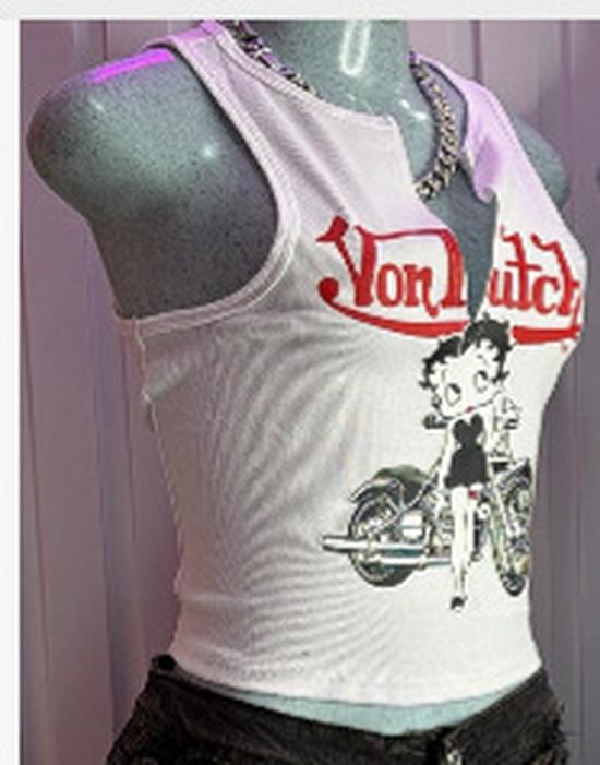 2025 года Евро-американский стиль Принт Укороченный топ Small белый