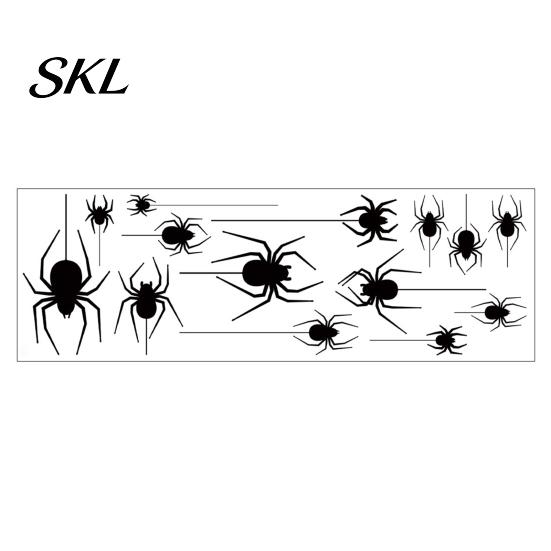 Halloween Decal Spider Static Window Cling, Black Silhouette Glass Wall Sticker, No Residue Self-Adhesive Outdoor Cling Spooky Decal, Decor