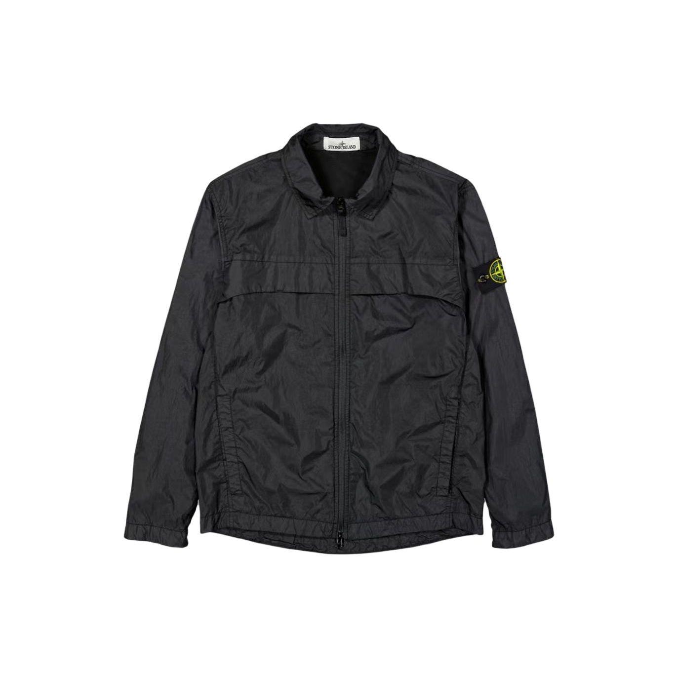 

STONE ISLAND Классическая однотонная куртка с логотипом на воротнике поло, на молнии, с длинным рукавом и боковым карманом, весенне-осенняя, мужская куртка, черная 801510522-V0029 L