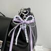 Lovely Ribbon Beads Bowknot Keychain Fashion Statement Key Holder Stylish Purse Embellishment for Various Occasion