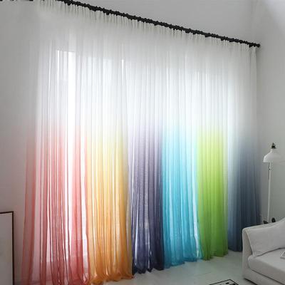 Rideau transparent en Tulle de couleur dégradé bleu moderne, décoratif pour salon, chambre à coucher, cuisine, hôtel, maison, panneaux de fenêtre
