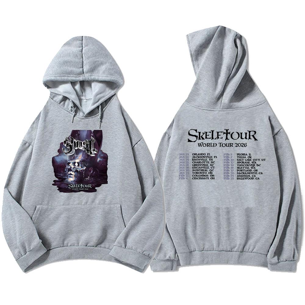 Ghost Skeletour World Tour 2026 Hoodies Rock Band Street Style Fashion Sweatshirts Winter Fleece Hooded Pullovers Men Women Tops