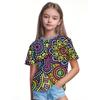 Beautiful T-Shirt for Girls Beautiful Flower 3D Print Summer Fashion Round Neck Short-Sleeved Tops Casual T-Shirts for Children