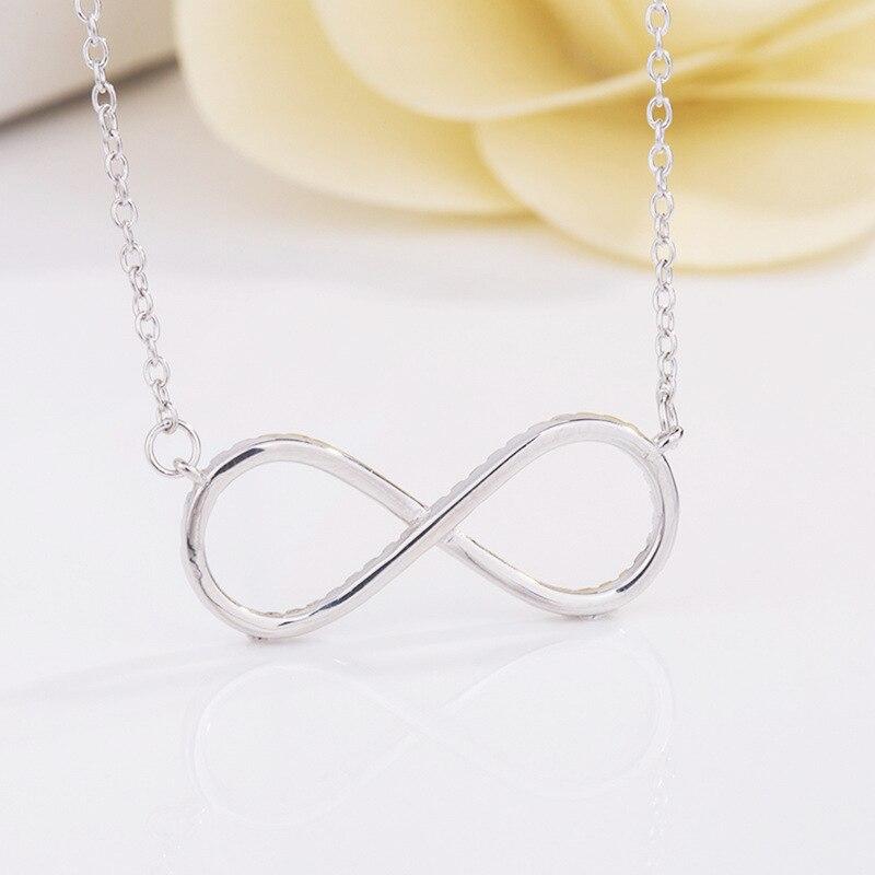 S925 Silver Necklace Pendant Temperament 8-character Diamond Inlaid Necklace Wedding Birthday Gift Jewelry