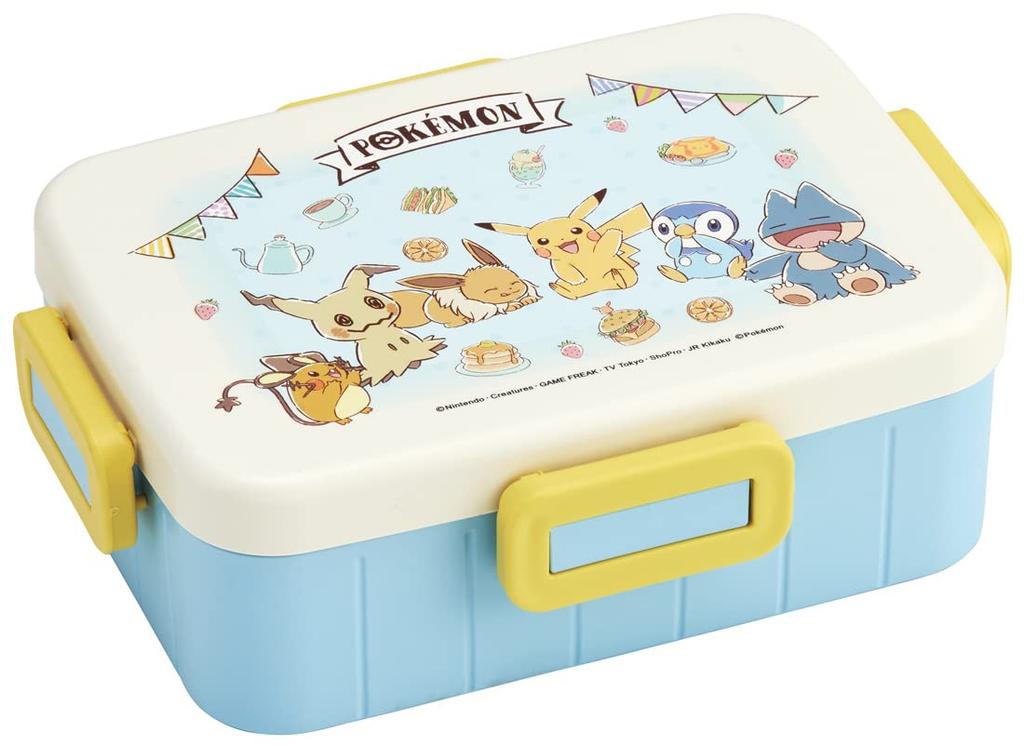 Skater Women's Bento Box, 650ml, 4-Point Lock, Dishwasher Safe, Leak-Resistant, Made In Japan, Pokemon Cafe Art Design, YZFL7AG-A