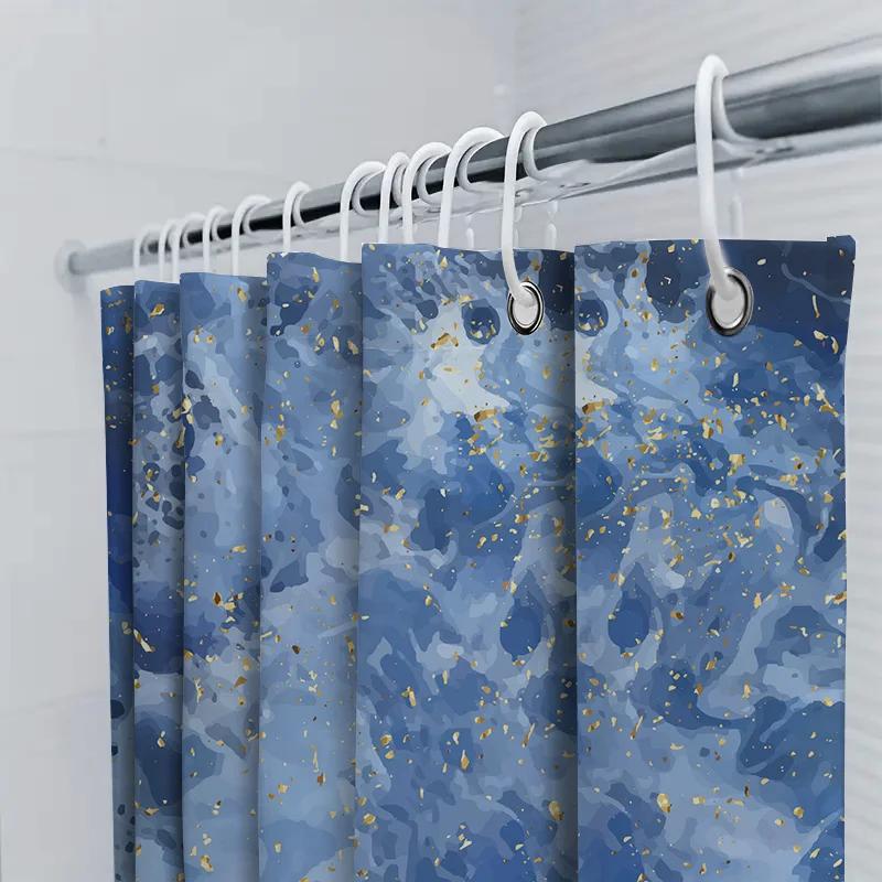 Tenda da Doccia Vintage Stampa Floreale Impermeabile Decorazione Bagno Lusso Giallo Bianco Motivo Damascato